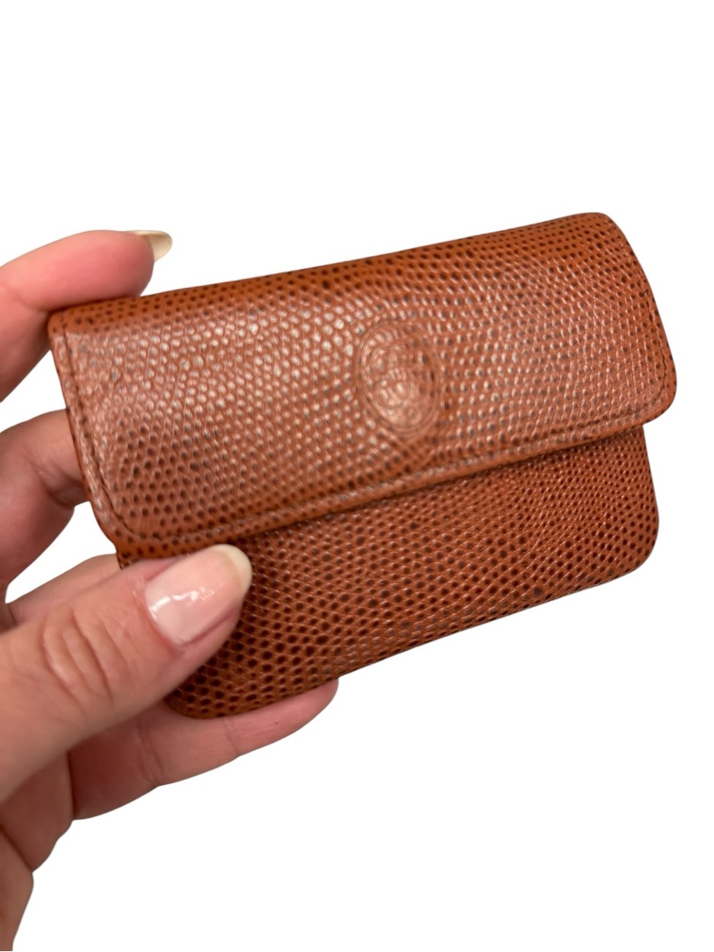 Vintage Buxton Brown Lizard Embossed Leather Coin Pouch Mini Wallet
